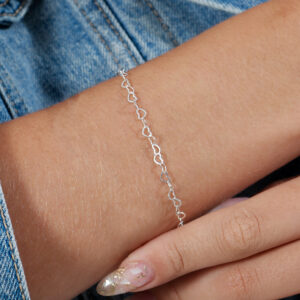 Pulseira Coração Diamantada em Prata 925