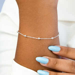 Pulseira Cadeado Bolinha em Prata 925