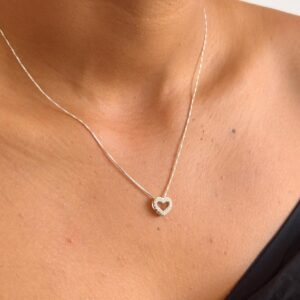 Colar Coração em Prata 925 com Zircônia